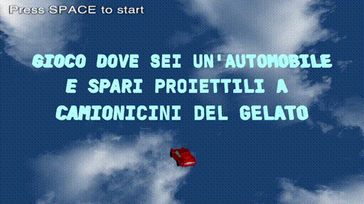 Gioco dove sei un'automobile e spari proiettili a camioncini del gelato